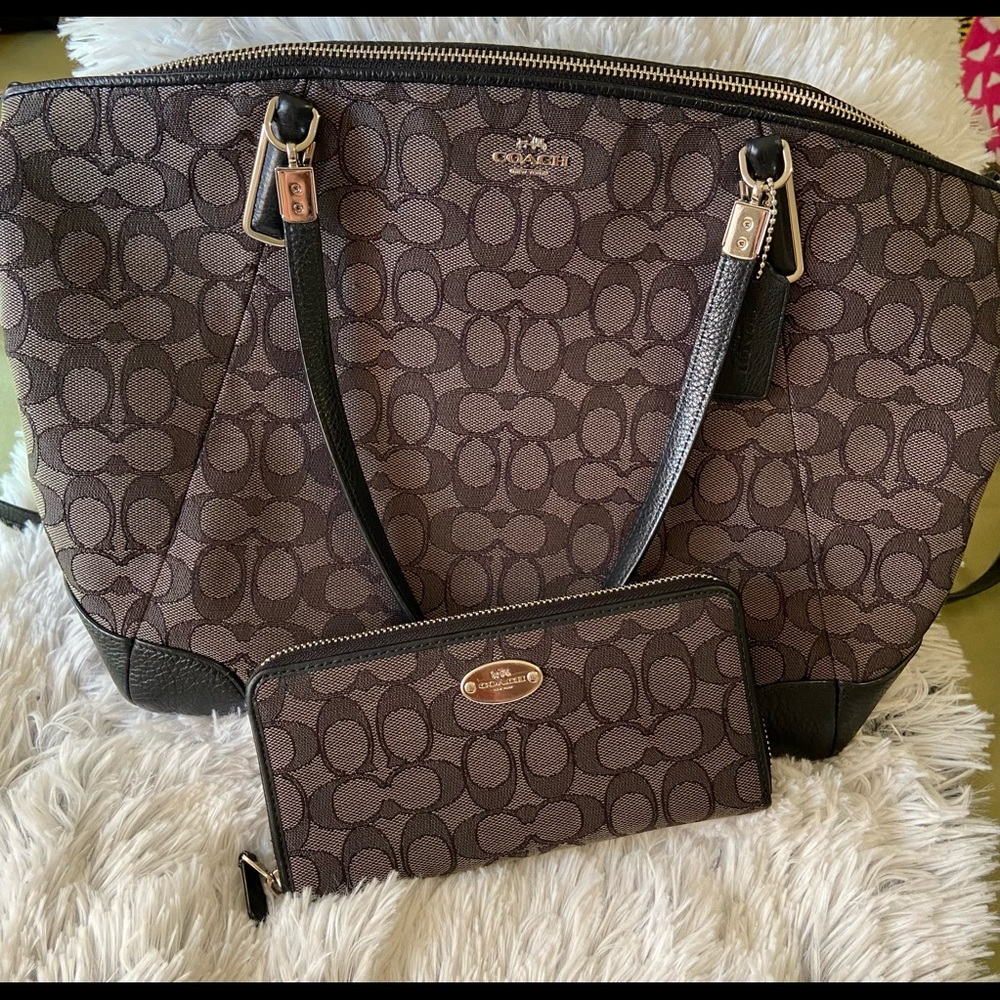 Used Coach bag and wallet set.